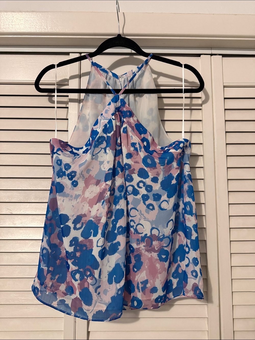 Blue & Pink Floral Halter Tank Top